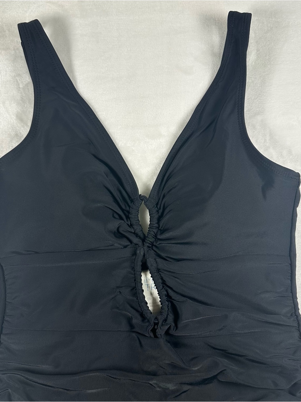 Black One-Piece Swimsuit with Front Twist Cutouts - Picture 3 of 8
